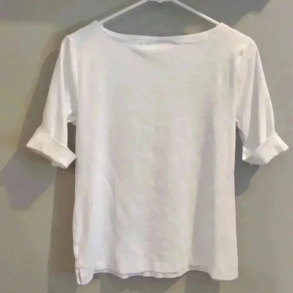 Karen‎ Scott women's white cuffed short sleeve top medium - Picture 4 of 4